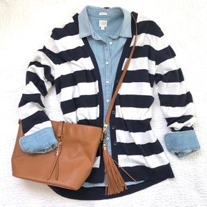 GAP navy & white stripe long cardigan